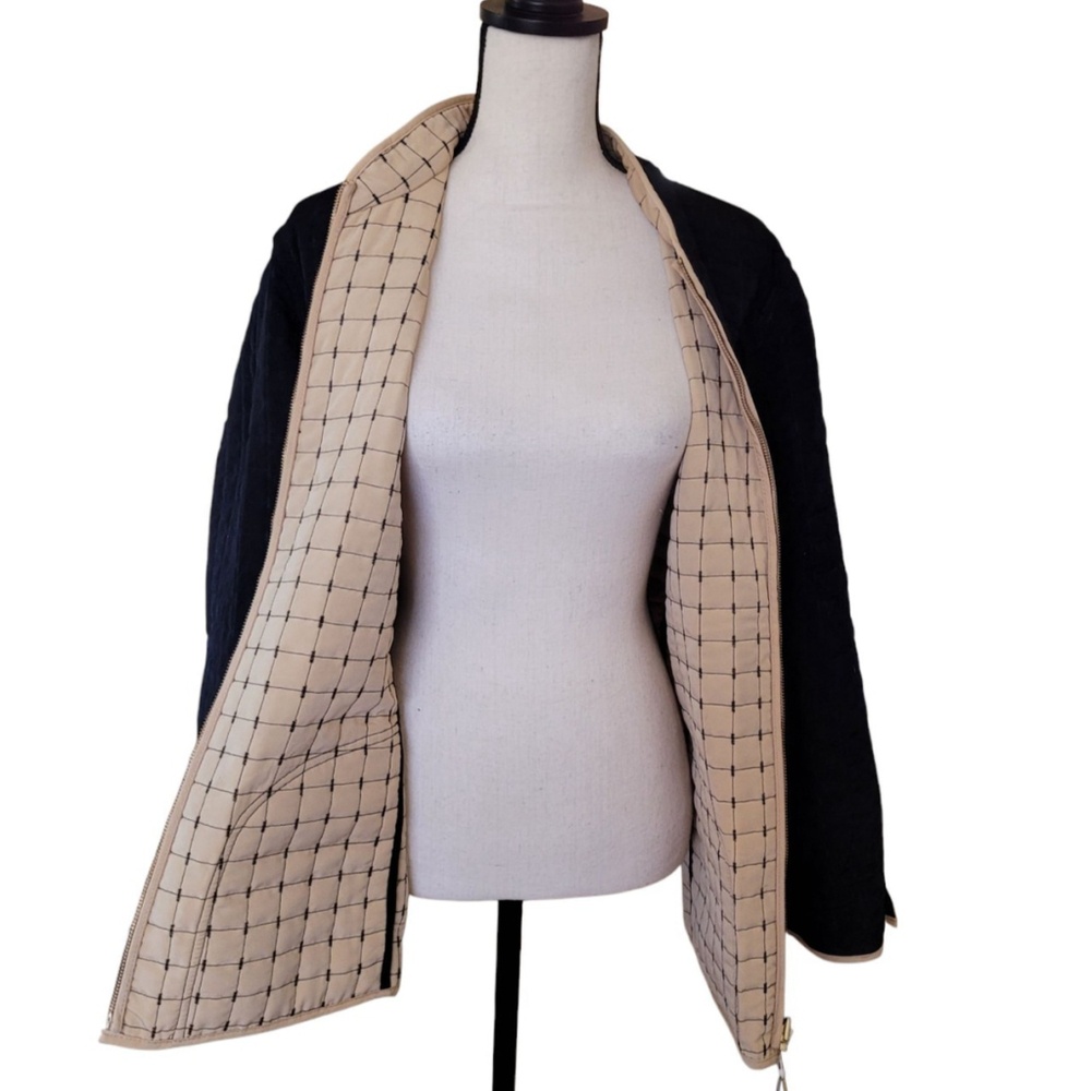 NWT Susan Graver black & tan Reversible Teflon Fabric Fall Jacket Qvc Size 1X - Picture 6 of 13